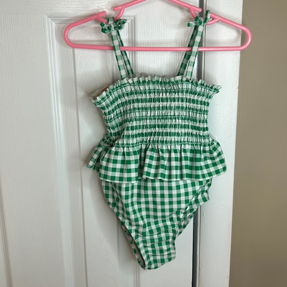 Green & white checkered bathing suit - 2T